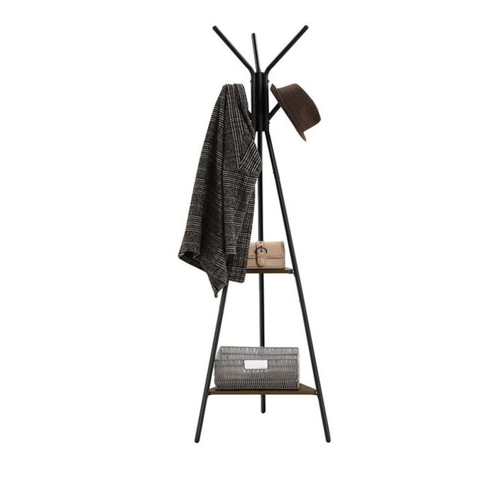 Coat Rack Freestanding Hanger Stand, Hall Tree with 2 Shelves X1538
