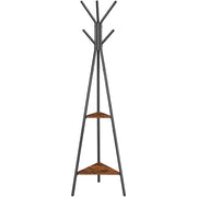 Coat Rack Freestanding Hanger Stand, Hall Tree with 2 Shelves X1538