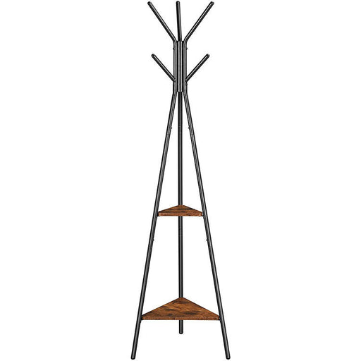 Coat Rack Freestanding Hanger Stand, Hall Tree with 2 Shelves X1538