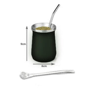 160ml Yerba Mate Cup Double Wall Stainless Steel With Stainless Bombilla Straw  X1542
