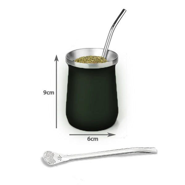 160ml Yerba Mate Cup Double Wall Stainless Steel With Stainless Bombilla Straw  X1542