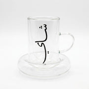 100ml Tea Cups Double Wall Cup and Saucer 6pcs Set X1545