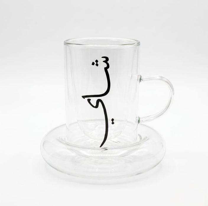 100ml Tea Cups Double Wall Cup and Saucer 6pcs Set X1545
