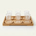 6pcs Double Wall Glass Shot or Tea Cups With Wood Saucer and Wood Tray Set  X1546
