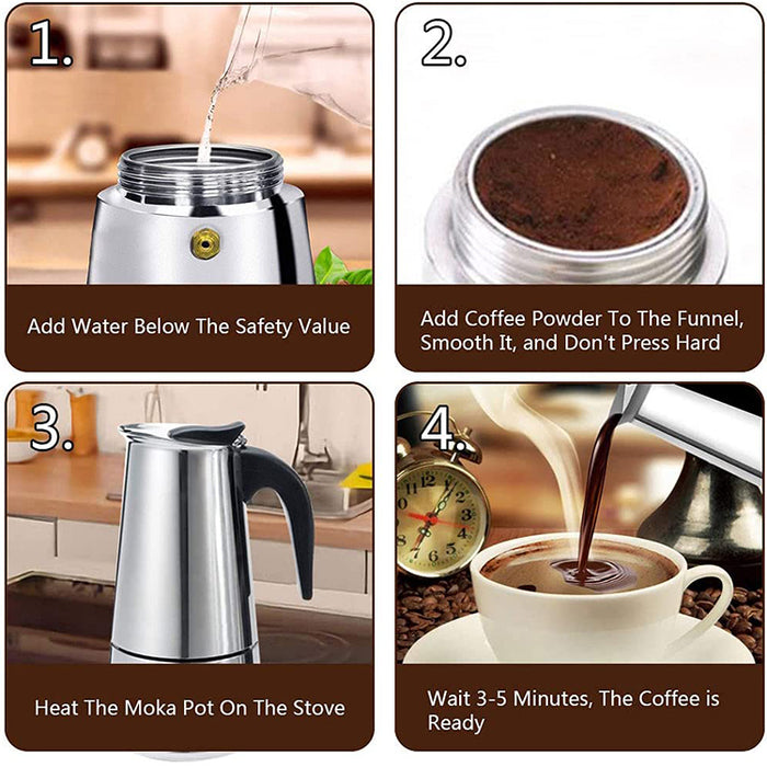 6 cups Stainless Steel Mocha Pot Italian Espresso Maker X1557