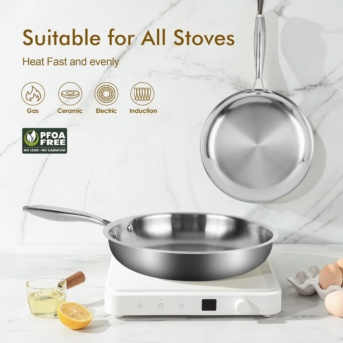 24cm Stainless Steel Frying Pan with Induction Bottom X1574