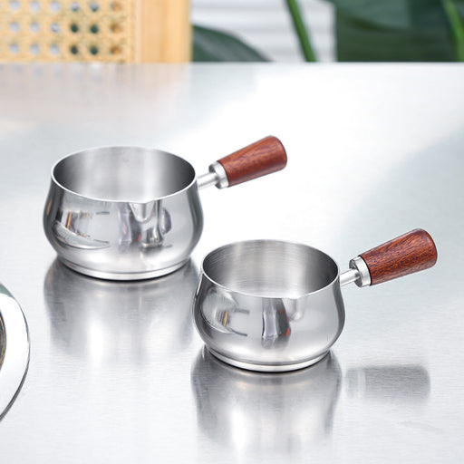 Mini Stainless Steel Sauce Pot with Wooden Handle X1576