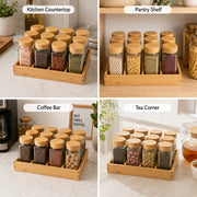12 Piece Glass Spice Jar Set with Bamboo Lids and Tray X1580