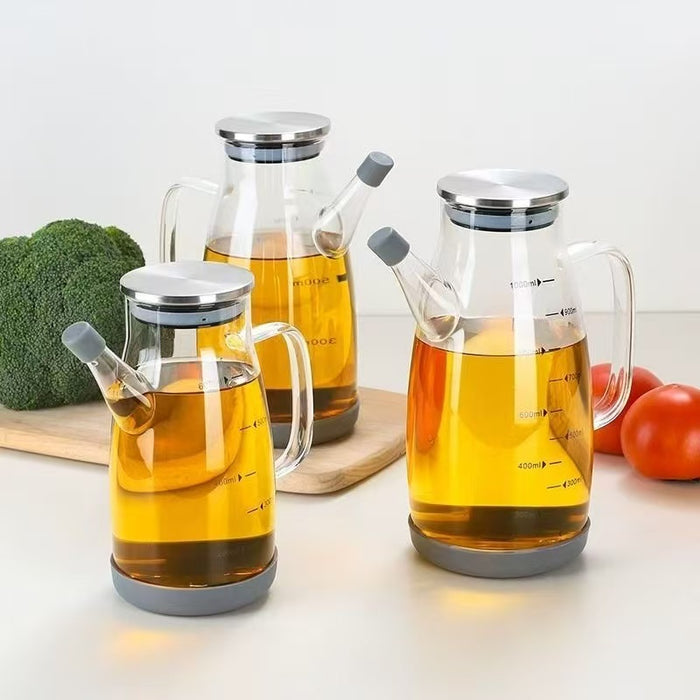 600ml Glass Oil Pot Jug with Lid X1585