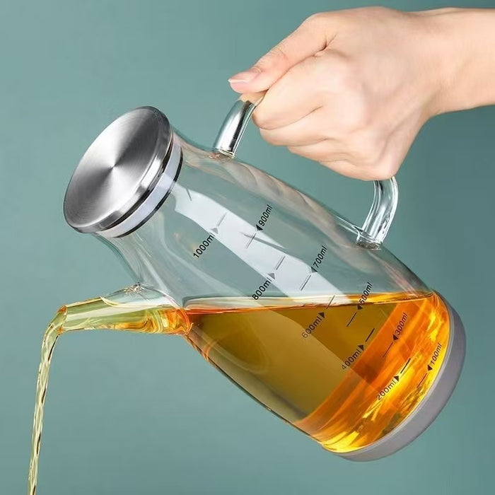 600ml Glass Oil Pot Jug with Lid X1585