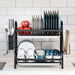 2-Tier Black Metal Drying Dish Rack with Utensil Holder WL-FG266 X1589