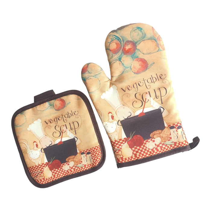 2PCS SET OVEN MITT AND POT HOLDER X424