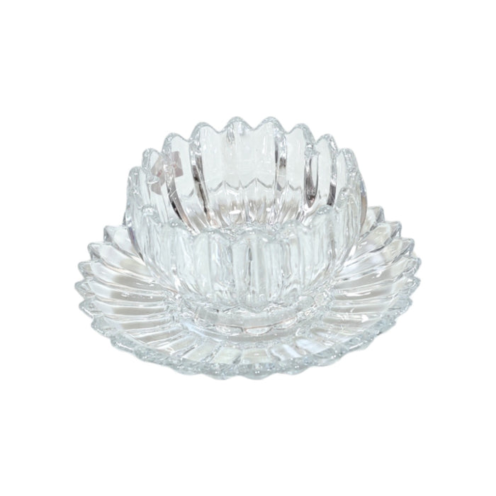 DELI CLEAR RIBBED GLASS BOWL AND SAUCCER 6+6 PCS X701