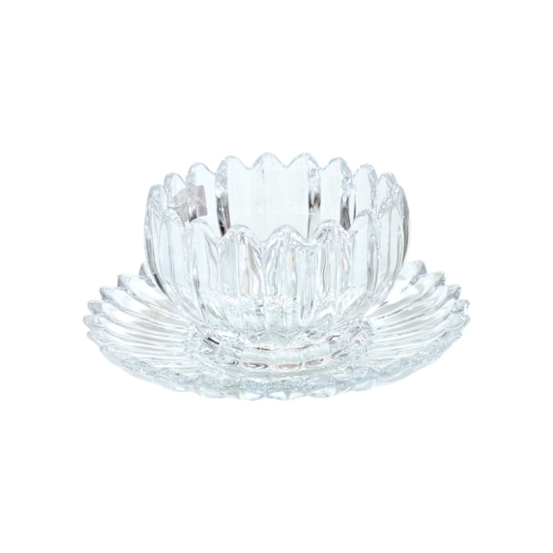 DELI CLEAR RIBBED GLASS BOWL AND SAUCCER 6+6 PCS X701