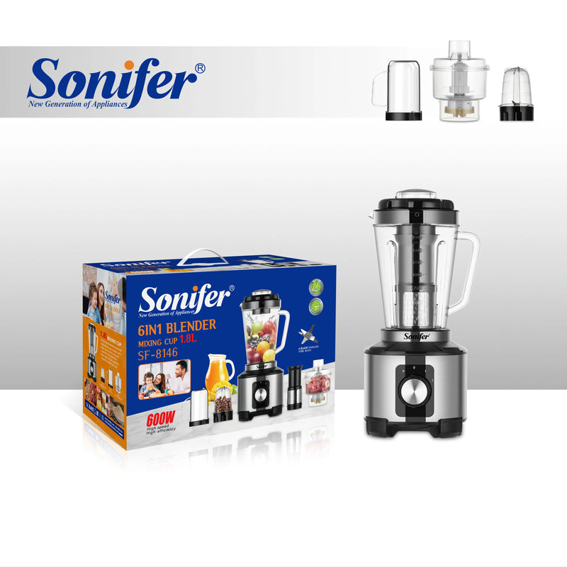 Sonifer SF-8146 600W Home Kitchen 6 in 1 Multifunctional Mixer Blender High-efficiency