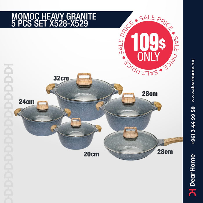 MOMCOC HEAVY GRANITE 5PCS SET GRAY X529