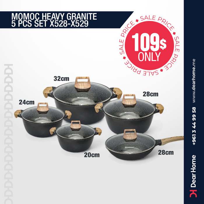 MOMCOC HEAVY GRANITE 5PCS BLACK SET  X528