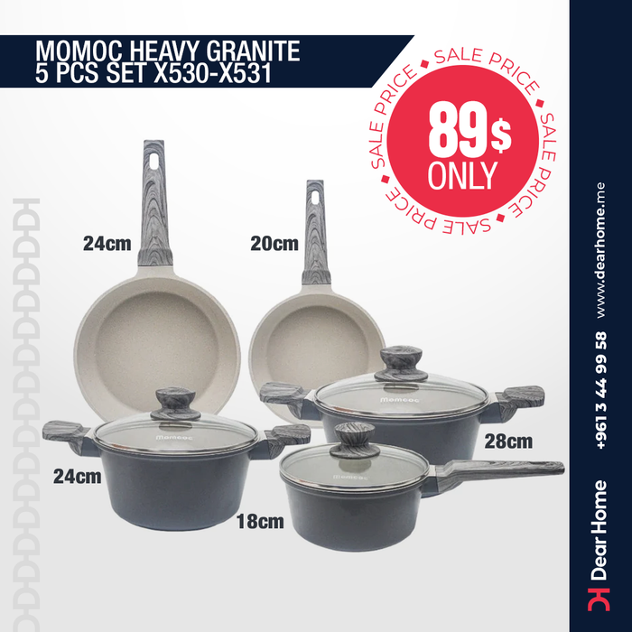 MOMCOC HEAVY GRANITE 5PCS GRAY SET X531