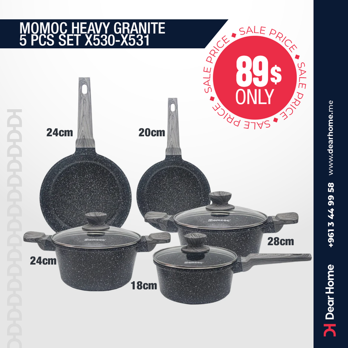 MOMCOC HEAVY GRANITE 5PCS BLACK SET  X530