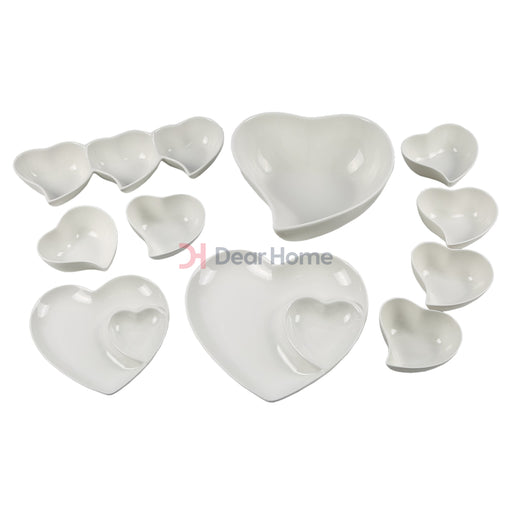 Heart Shape 10Pcs Porcelain Set Tableware