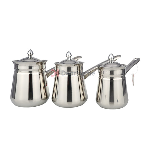 Stainless Ribbed 3Pcs Coffee Warmer Set Kitchenware
