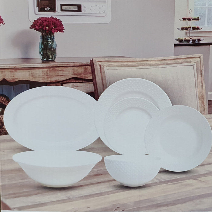 26PCS DINNER SET - WHITE EMBOSSED