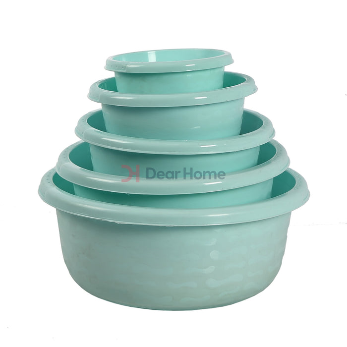 5 Pcs Plastic Bowl Set Aqua Kitchenware