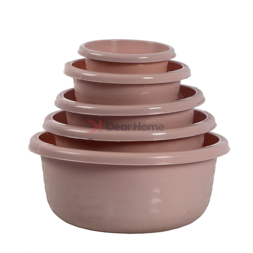 5 Pcs Plastic Bowl Set Pink Kitchenware