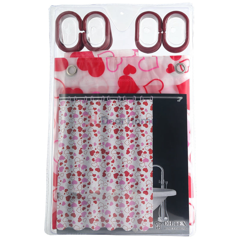 Bella Pvc. Shower Curtain Red Heart / Semi Clear Bathware