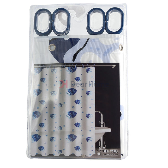 Bella Pvc. Shower Curtain Blue / White Bathware