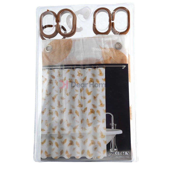 Bella Pvc. Shower Curtain Beige Leaf / Semi Clear Bathware