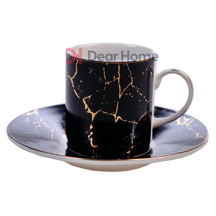 BLACK MARBLE DELUXE COFFEE CUP 6+6 PCS