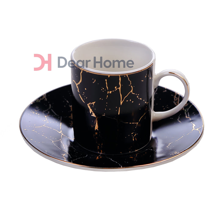 BLACK MARBLE DELUXE COFFEE CUP 6+6 PCS