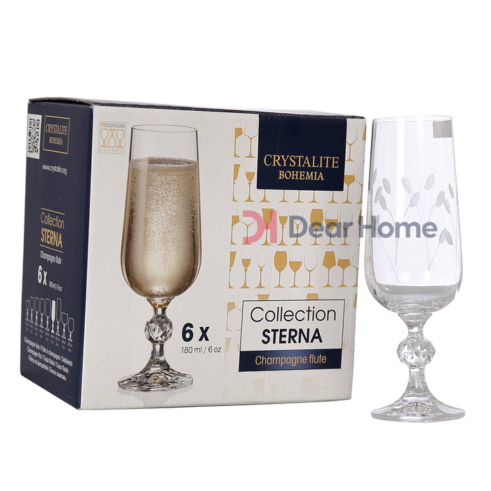 Bohemia Sterna Flute Cup 180Ml Engraved 6Pcs