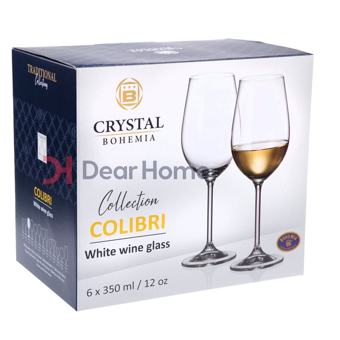 Set 6 Copas Cristal Bohemia Vino Crystalite Colibri 350 Ml