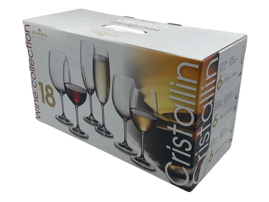 BOHEMIA CRISTALLIN WINE SET 18PCS