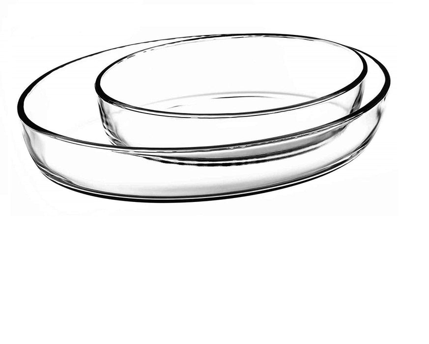 BORCAM TEMPERED GLASS 2PCS OVAL TRAY SET