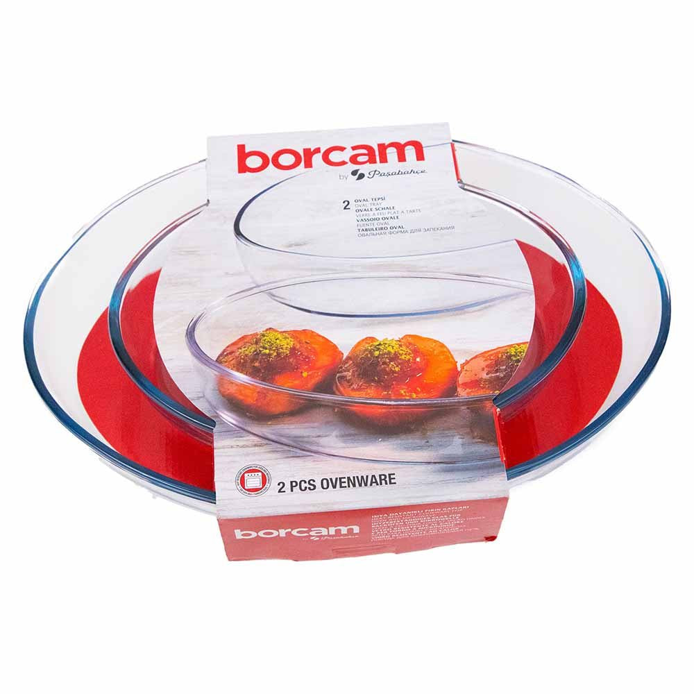 BORCAM TEMPERED GLASS 2PCS OVAL TRAY SET Dear Home