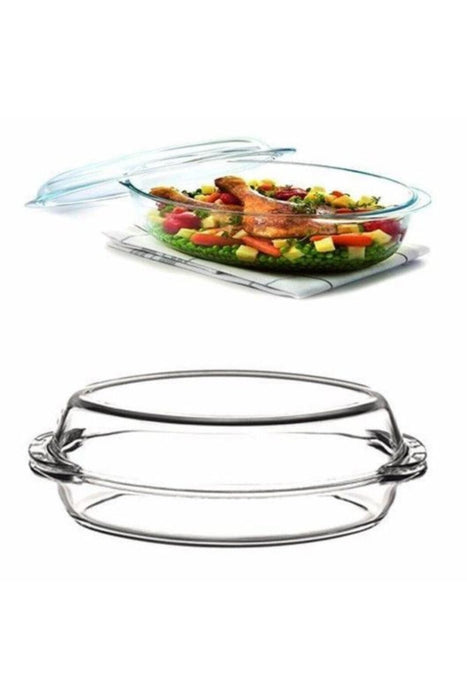 BORCAM TEMPERED GLASS 2PCS OVAL TRAY SET