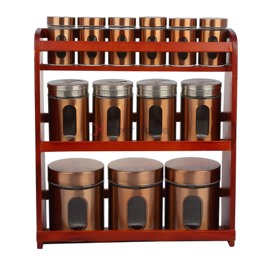 Cooper 13Pcs Spice Set + Wood Stand Dark Cherry Stand Kitchenware