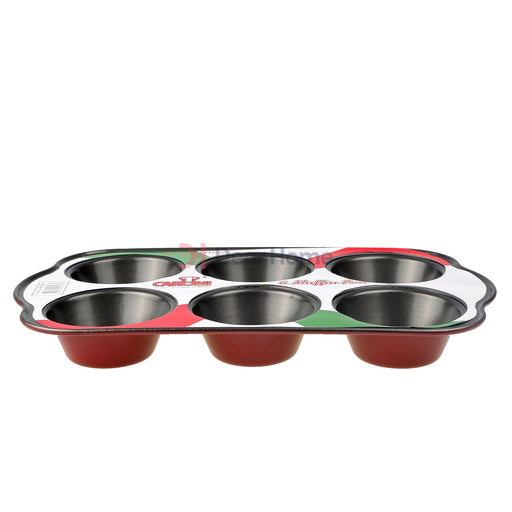 Colored 6 Cup Muffin Pan Dark Red Kitchenware
