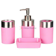 Colorful Stainless 4Pcs Soap Set Pink Bathware