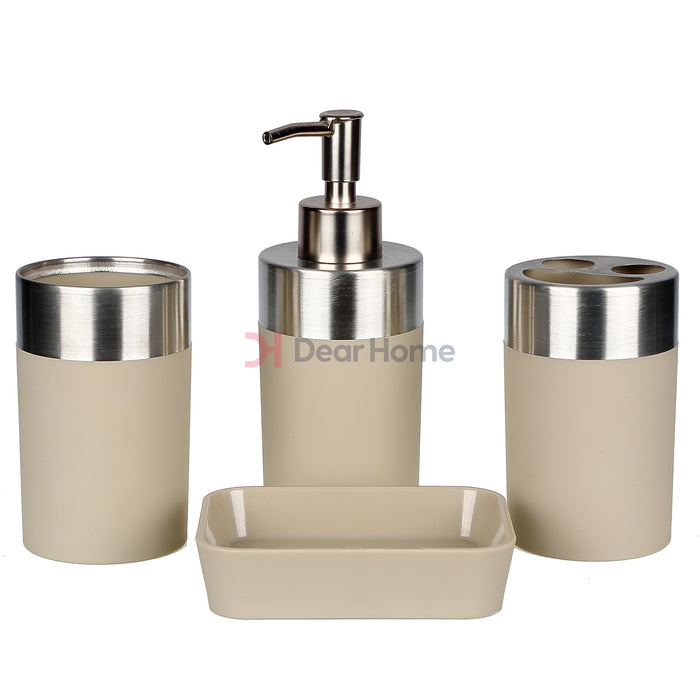 Colorful Stainless 4Pcs Soap Set Beige Bathware