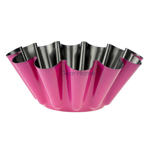 Colored 23Cm Ribbed Cake Pan Fuchia Kitchenware