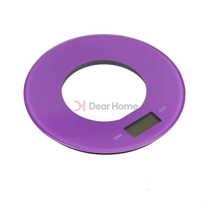 Digital Round Kitchen Scale Purple Kitchenware