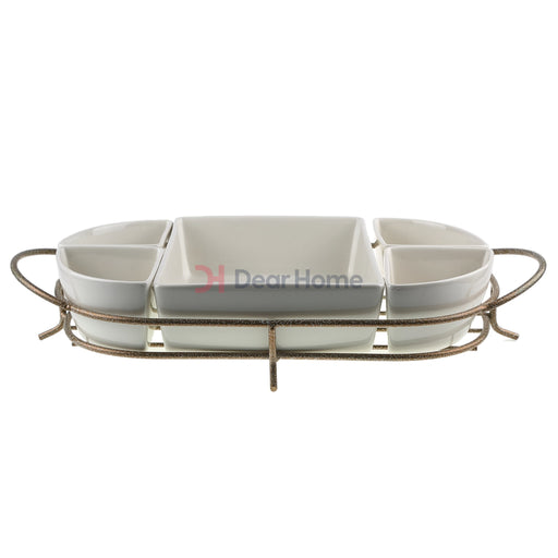 Divided Oval Porcelain Platter + Stand Tableware