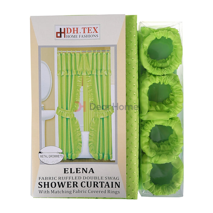 Elena Double Fabric Shower Curtain Green Bathware