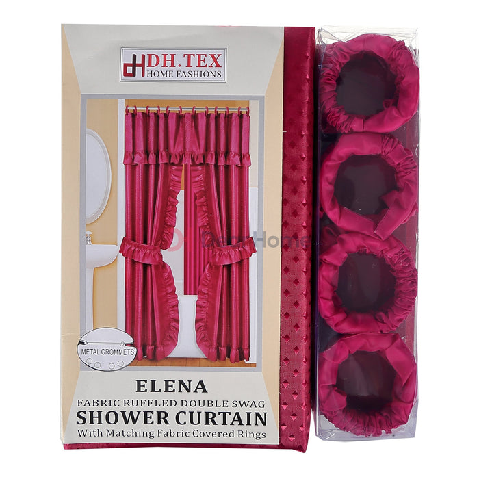 Elena Double Fabric Shower Curtain Burgundy Bathware