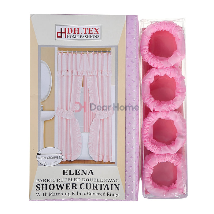 Elena Double Fabric Shower Curtain Pink Bathware