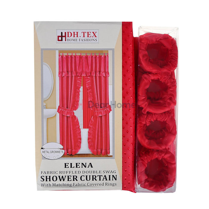 Elena Double Fabric Shower Curtain Red Bathware